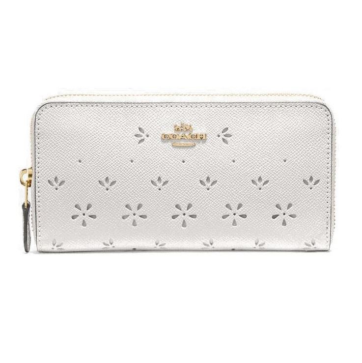 VÍ NỮ COACH ACCORDION ZIP WALLET WITH PERFORATED FLORAL 1