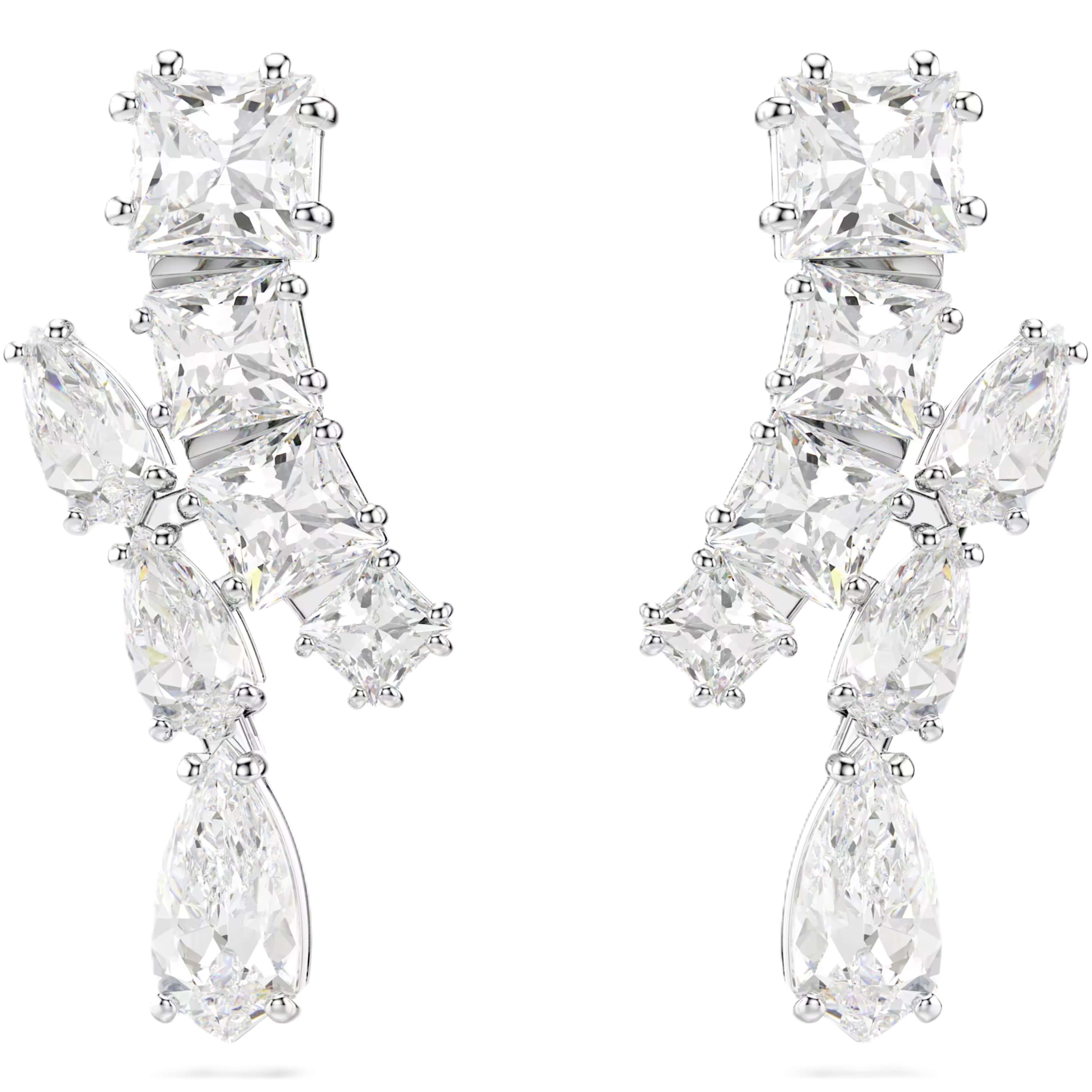Hoa tai Swarovski Matrix Drop Earrings Mixed Cuts White Rhodium Plated 5700418 2