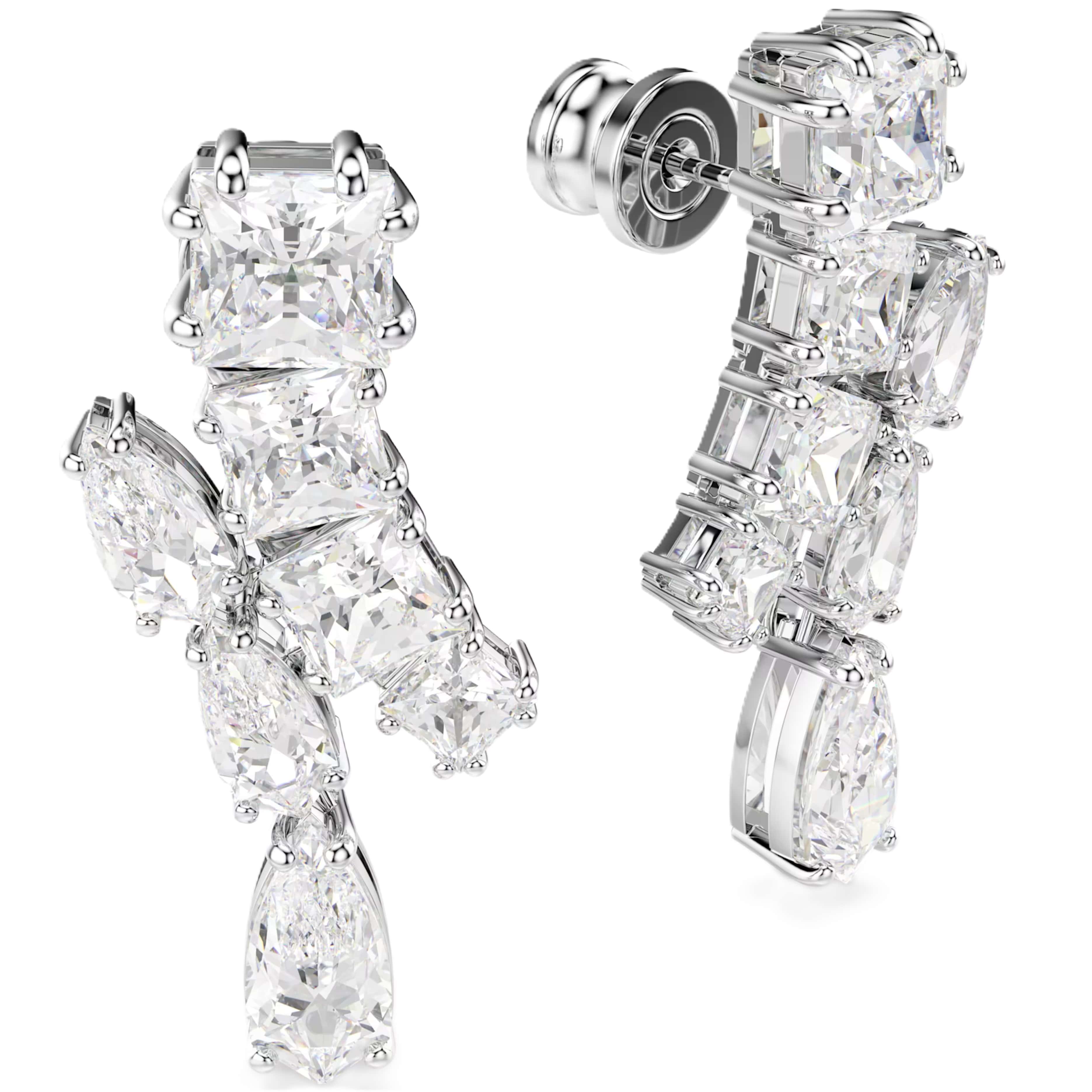Hoa tai Swarovski Matrix Drop Earrings Mixed Cuts White Rhodium Plated 5700418 3