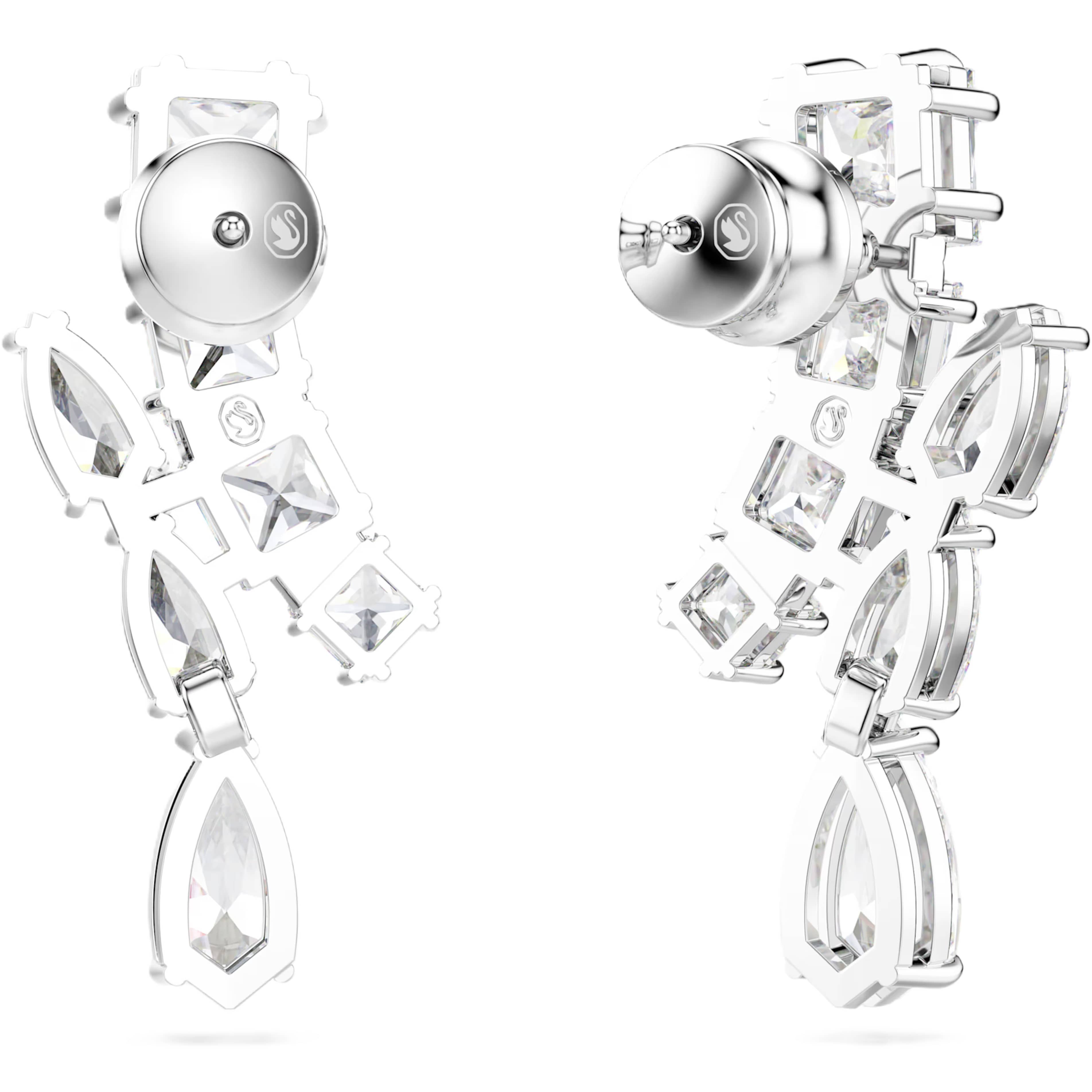 Hoa tai Swarovski Matrix Drop Earrings Mixed Cuts White Rhodium Plated 5700418 4