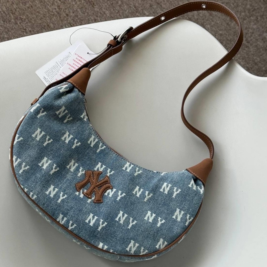 Túi xách MLB Classic Monogram Vintage Denim Hobo Bag New York Yankees Blue 3ABQMV55N-50BLL 9
