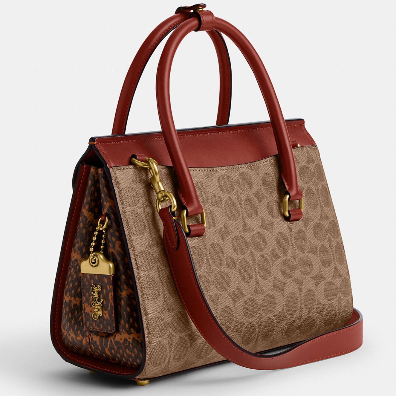 TÚI XÁCH COACH NỮ BROOME CARRYALL IN SIGNATURE COATED CANVAS WITH SNAKESKIN DETAIL CP449 4