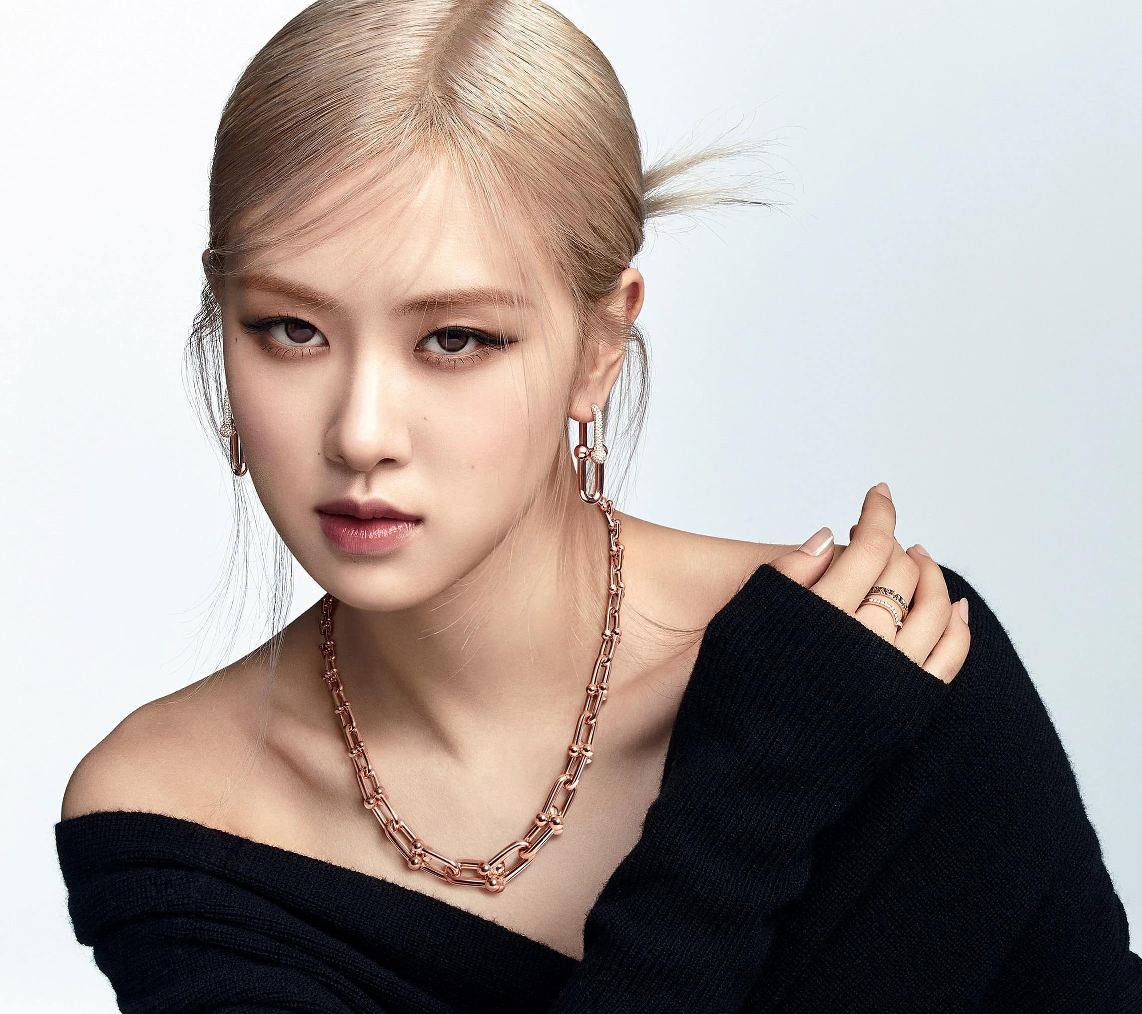 Dây Chuyền nữ Tiffany & Co Graduated Link Necklace in 18k Rose Gold with Pavé Diamonds 7