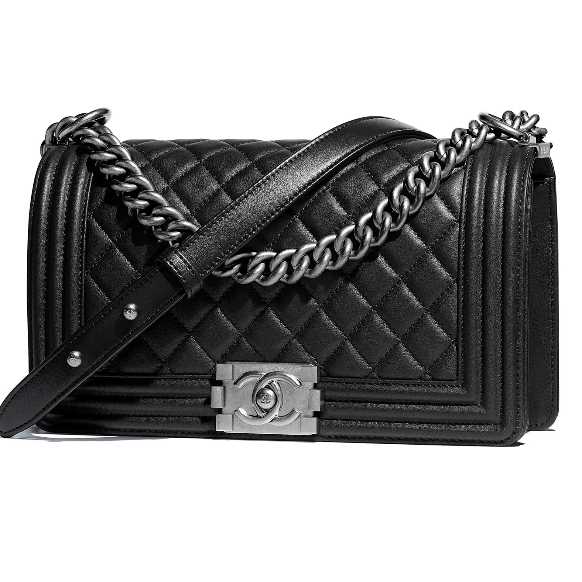 Chanel Black Quilted New Medium Boy Bag of Lambskin Leather with Antique  Gold Hardware  Handbags and Accessories Online  Ecommerce Retail   Sothebys