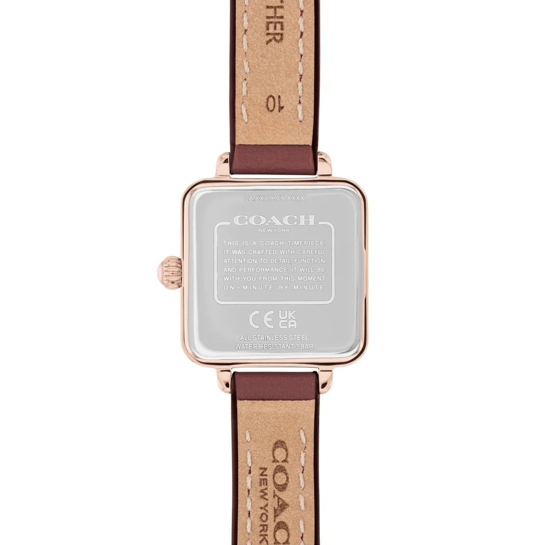 ĐỒNG HỒ ĐEO TAY DÂY DA COACH CASS PINK QUARTZ ROSE GOLD CASE AND BURGUNDY LEATHER STRAP WATCH 1