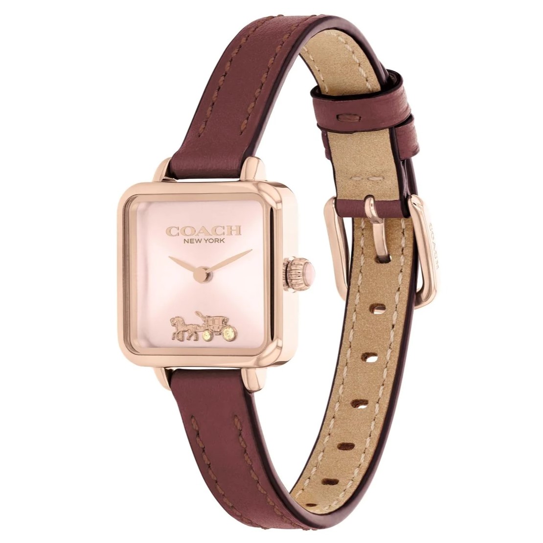 ĐỒNG HỒ ĐEO TAY DÂY DA COACH CASS PINK QUARTZ ROSE GOLD CASE AND BURGUNDY LEATHER STRAP WATCH 2