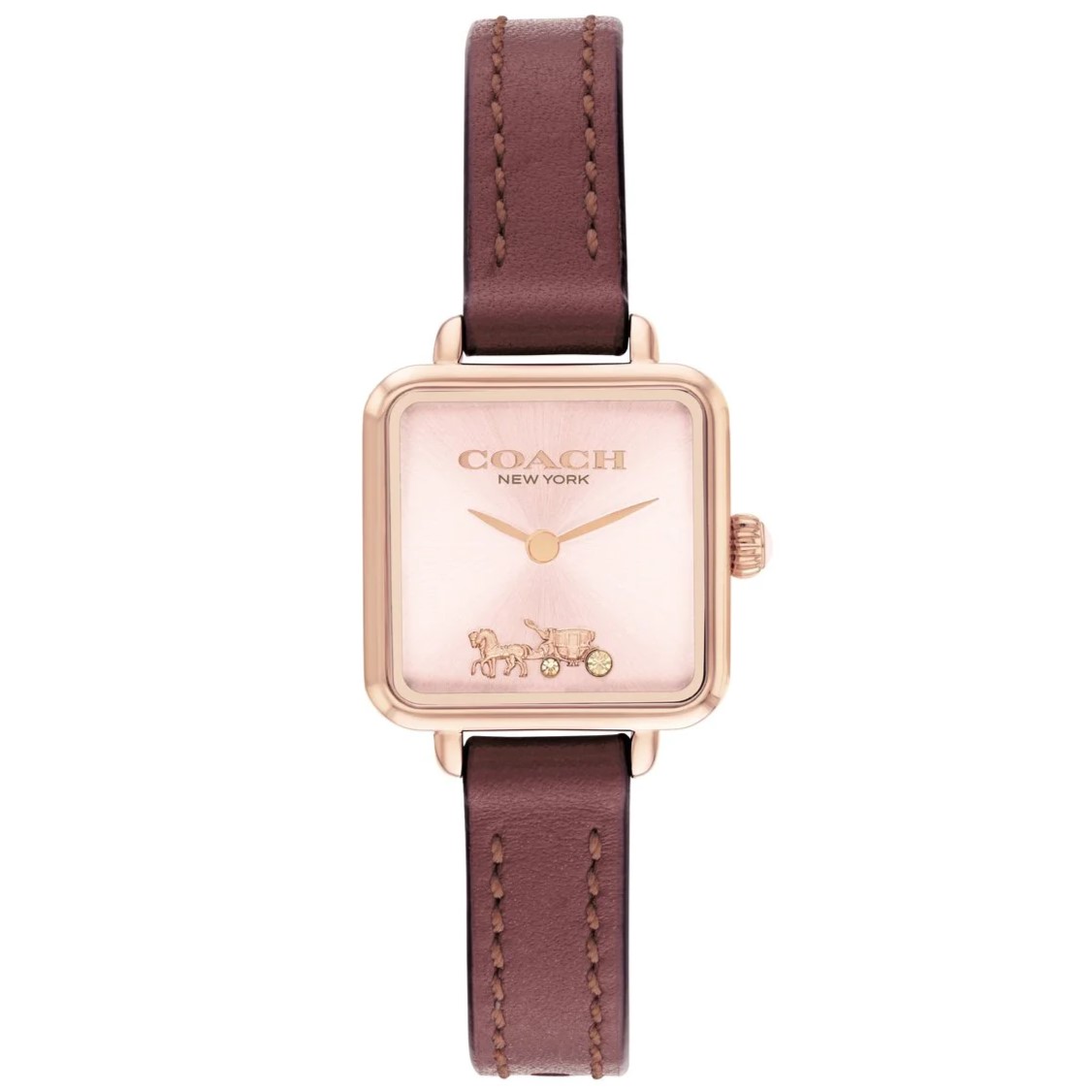 ĐỒNG HỒ ĐEO TAY DÂY DA COACH CASS PINK QUARTZ ROSE GOLD CASE AND BURGUNDY LEATHER STRAP WATCH 3