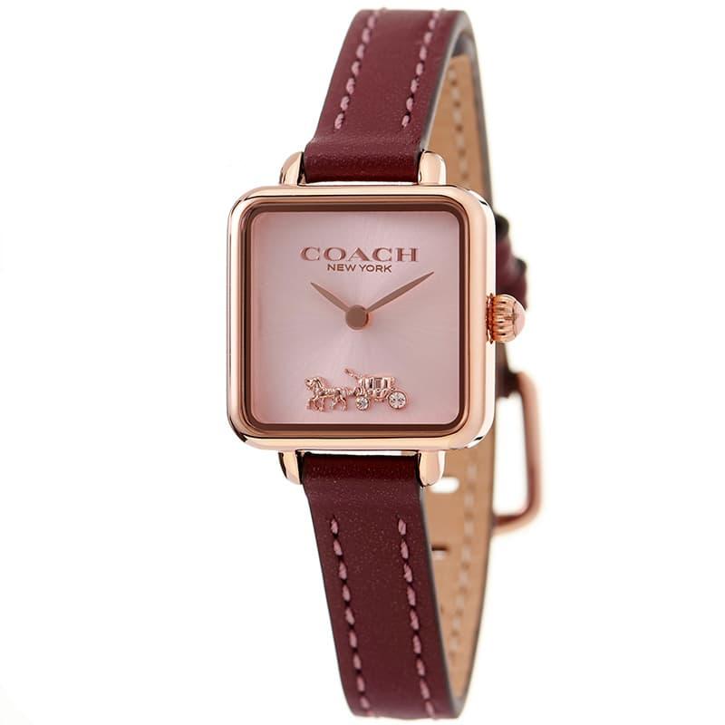 ĐỒNG HỒ ĐEO TAY DÂY DA COACH CASS PINK QUARTZ ROSE GOLD CASE AND BURGUNDY LEATHER STRAP WATCH 7