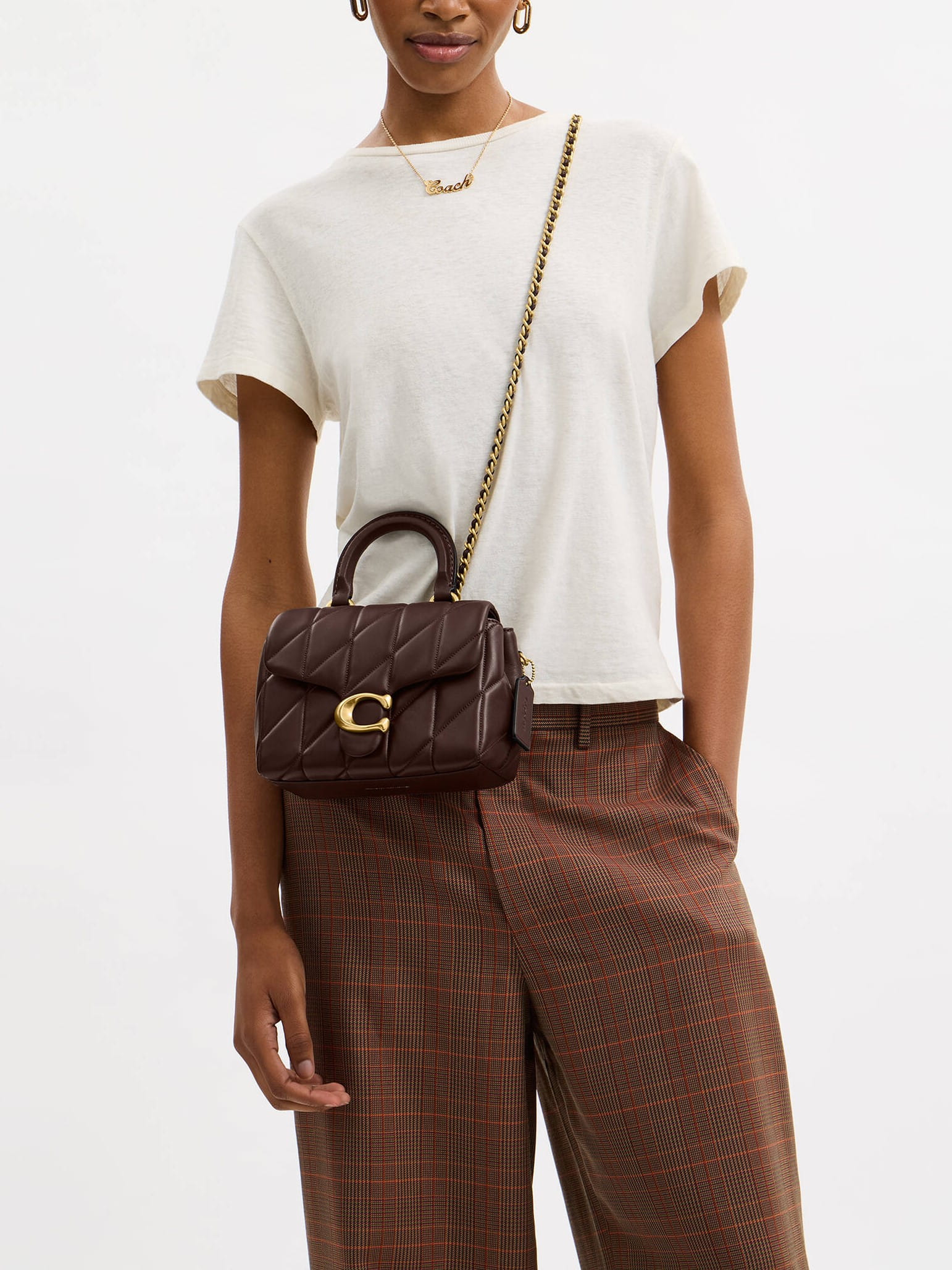 Túi xách Coach Tabby Top Handle Bag With Quilting Dark Brown CCC12 3