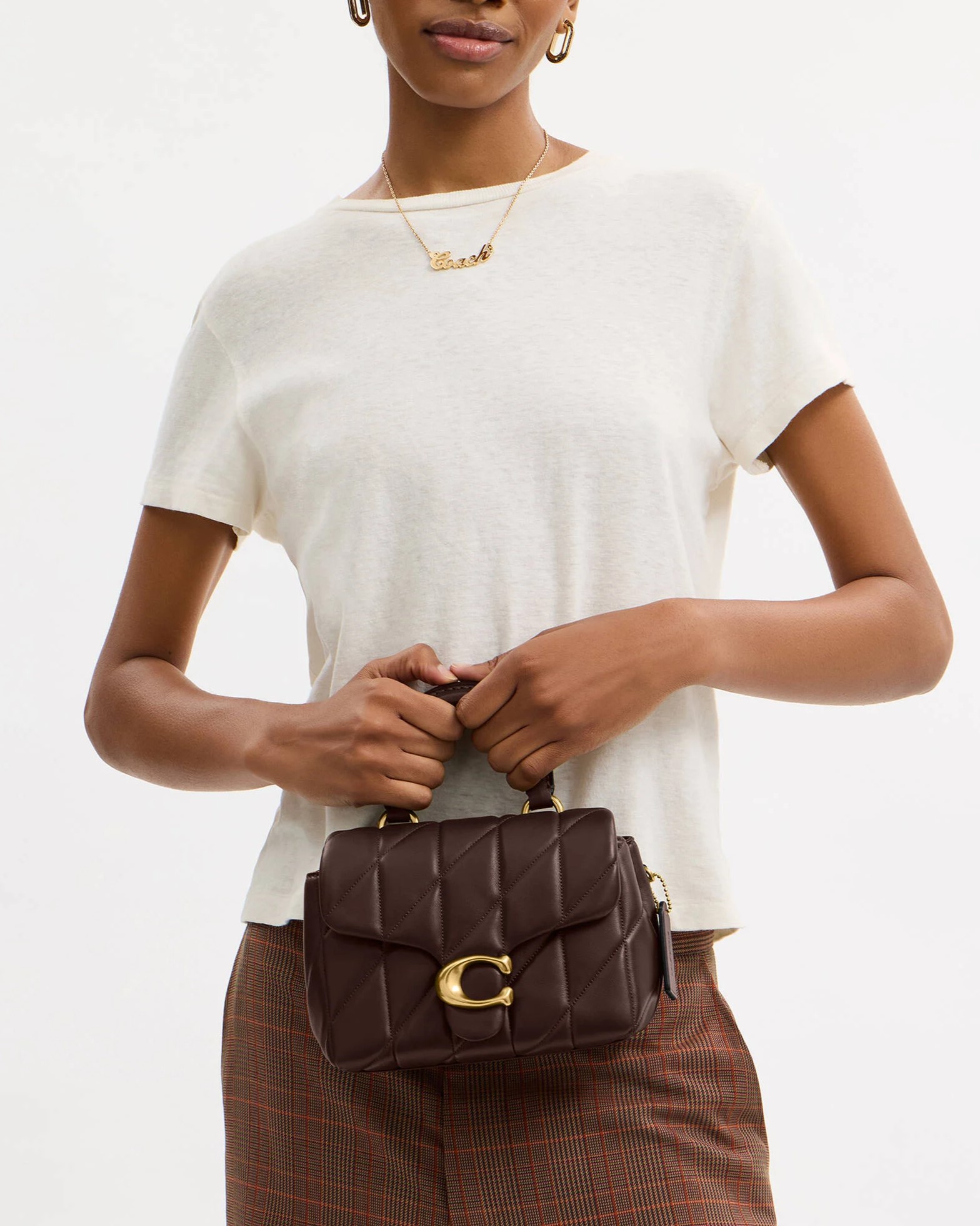 Túi xách Coach Tabby Top Handle Bag With Quilting Dark Brown CCC12 9