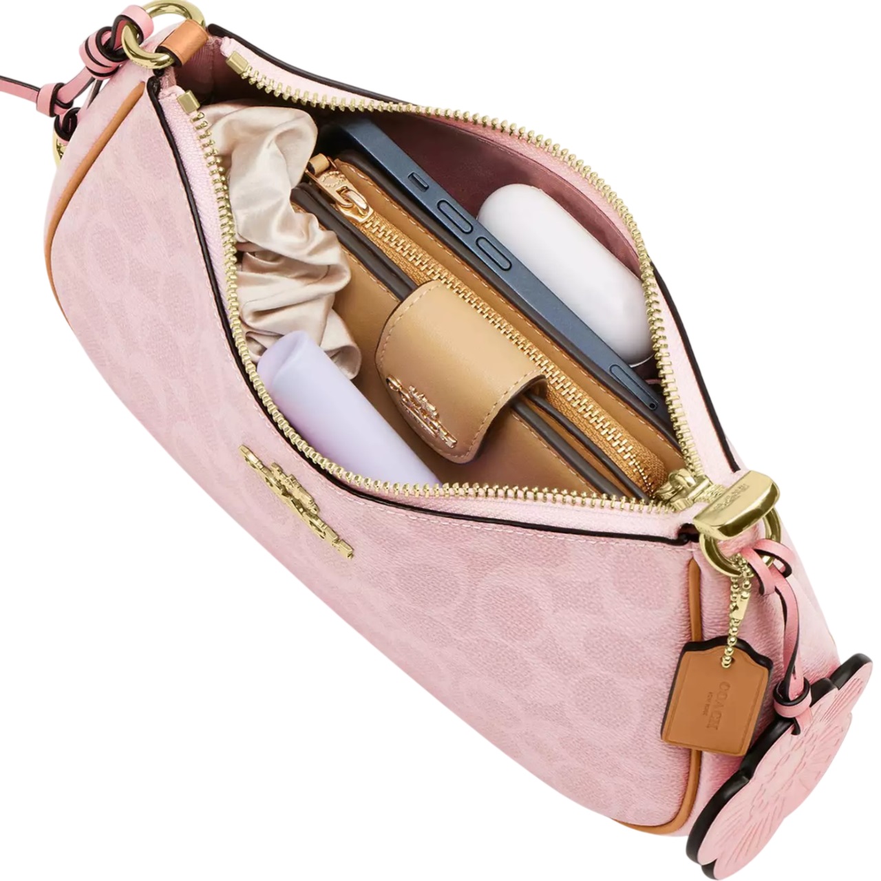 Túi nữ hồng Coach Teri Shoulder Bag In Signature Canvas With Charms Powder Pink CEA20 1
