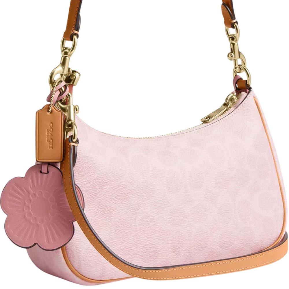 Túi nữ hồng Coach Teri Shoulder Bag In Signature Canvas With Charms Powder Pink CEA20 4