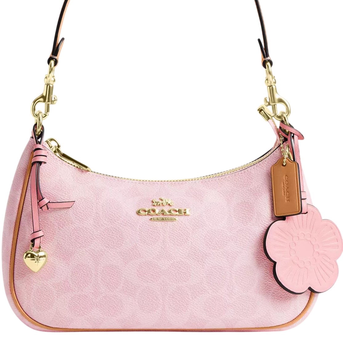 Túi nữ hồng Coach Teri Shoulder Bag In Signature Canvas With Charms Powder Pink CEA20 5