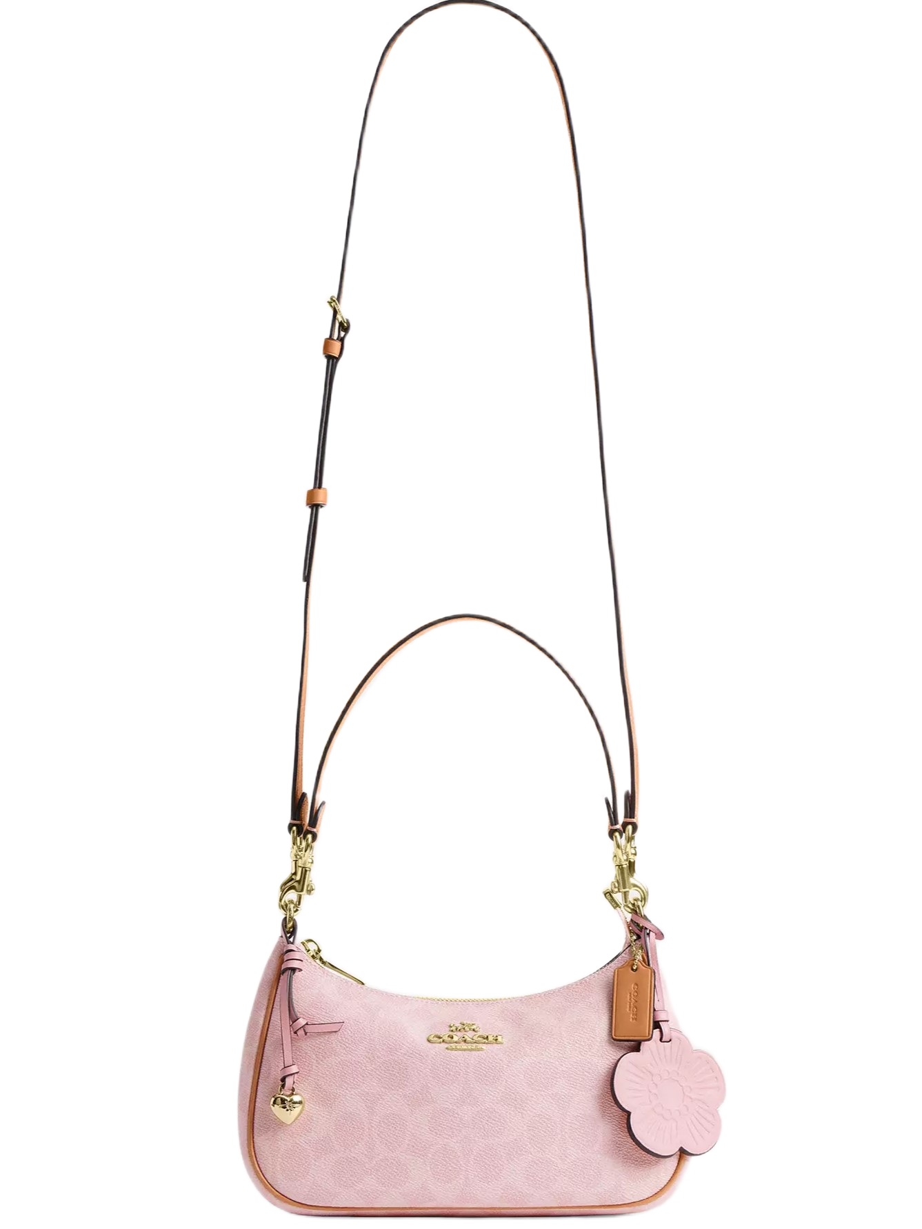 Túi nữ hồng Coach Teri Shoulder Bag In Signature Canvas With Charms Powder Pink CEA20 6