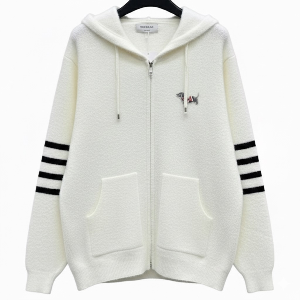 Áo khoác len nữ trắng đen Thom Browne 5
