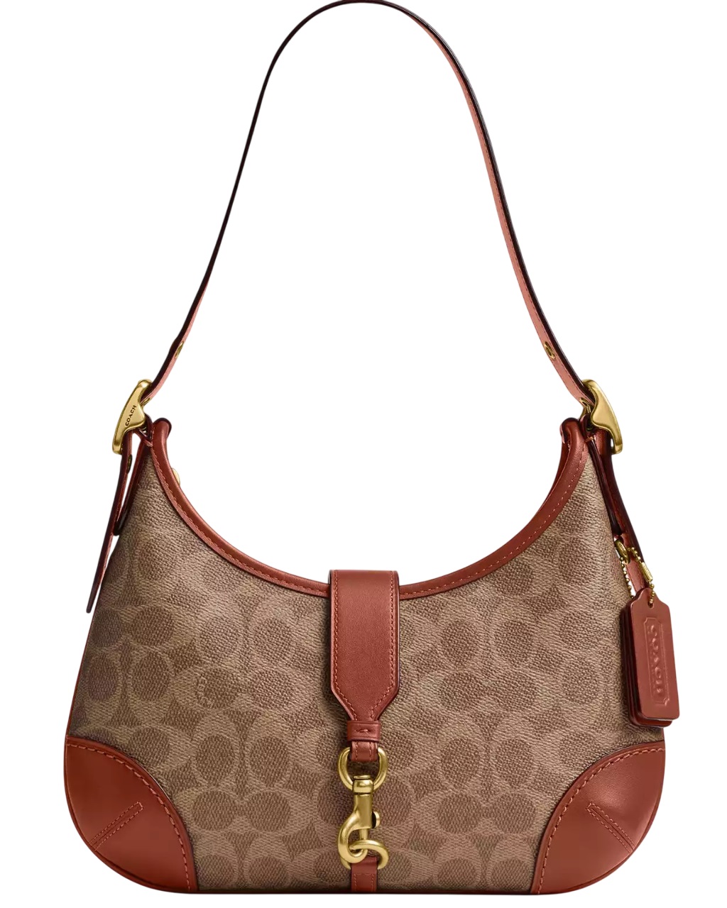 Túi nữ kẹp nách Coach Hamptons Hobo Bag In Signature Canvas Tan Caramel CY934 1
