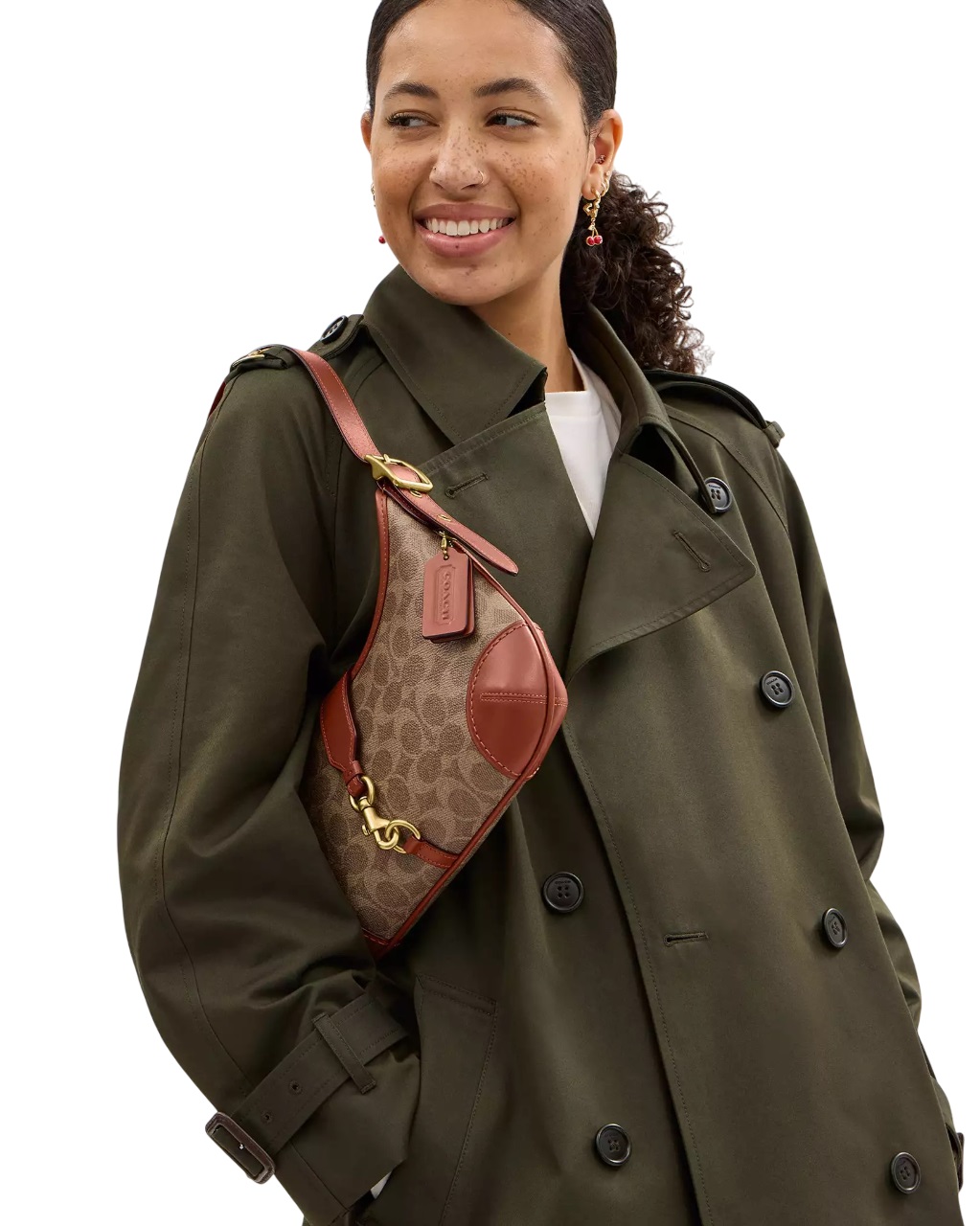 Túi nữ kẹp nách Coach Hamptons Hobo Bag In Signature Canvas Tan Caramel CY934 4