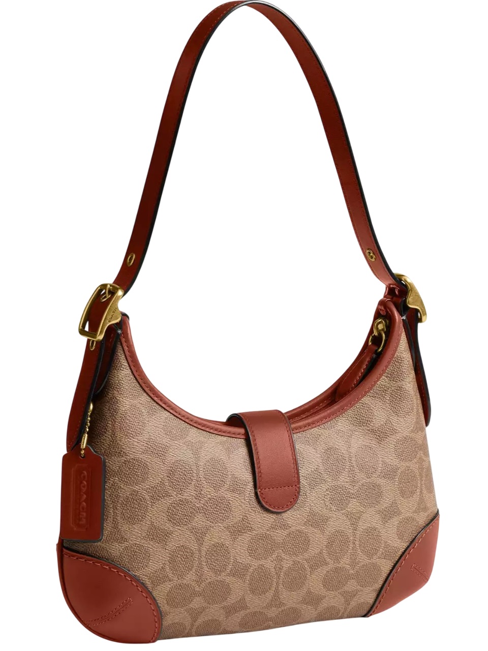 Túi nữ kẹp nách Coach Hamptons Hobo Bag In Signature Canvas Tan Caramel CY934 7