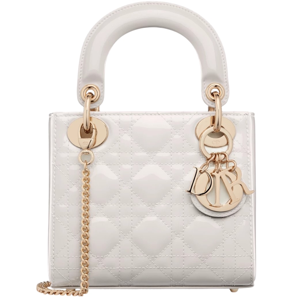 Túi xách Mini Lady Dior Bag Latte Patent Cannage Calfskin 2