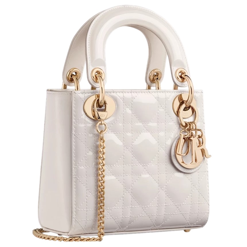 Túi xách Mini Lady Dior Bag Latte Patent Cannage Calfskin 5