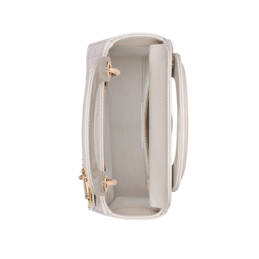Túi xách Mini Lady Dior Bag Latte Patent Cannage Calfskin 6