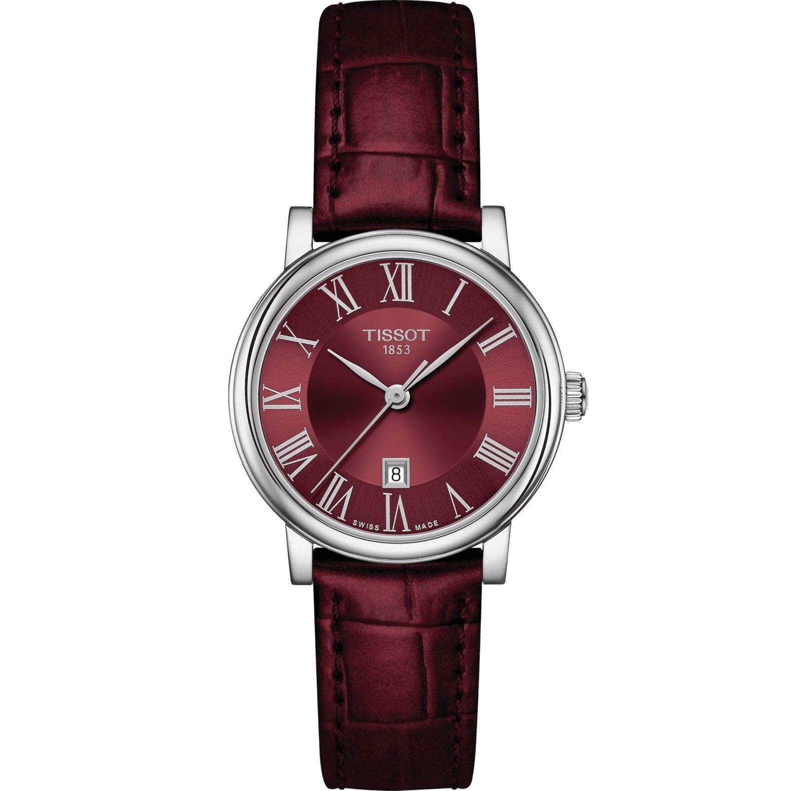 Đồng Hồ đeo tay Nữ Tissot Carson Premium Lady Maroon Dial Maroon Leather Strap Watch For Women T122.210.16.373.00 2