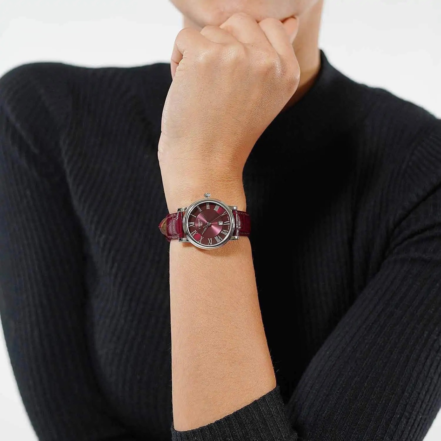Đồng Hồ đeo tay Nữ Tissot Carson Premium Lady Maroon Dial Maroon Leather Strap Watch For Women T122.210.16.373.00 4