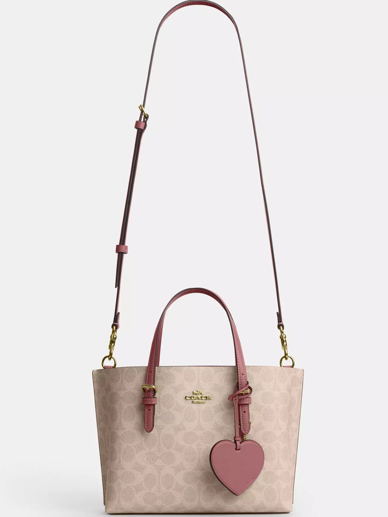 Túi xách Coach Mollie Tote Bag 25 In Signature Canvas With Heart Charm Sand Peony CDF03 6