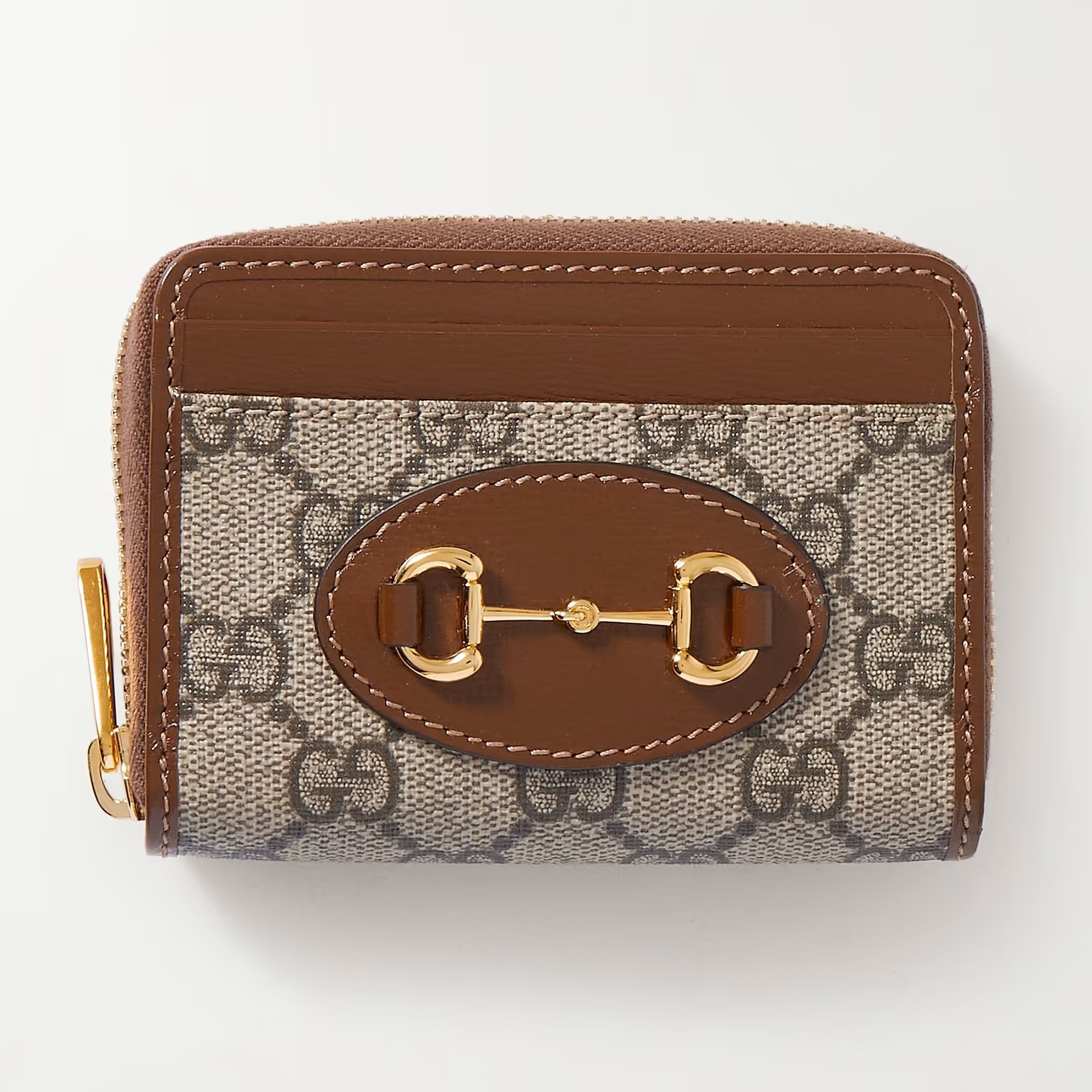VÍ NGẮN NỮ CẦM TAY GUCCI HORSEBIT 1955 SMALL BROWN LEATHER TRIMMED PRINTED COATED CANVAS CARDHOLDER 2