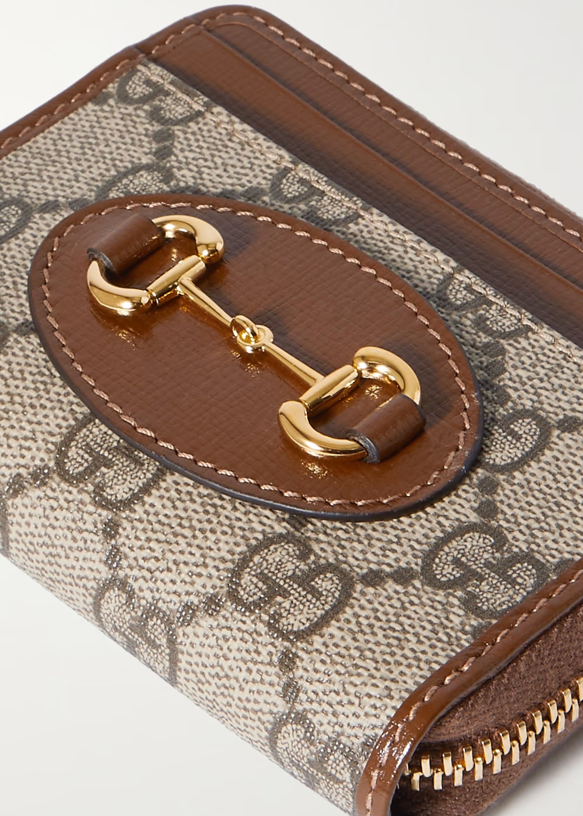 VÍ NGẮN NỮ CẦM TAY GUCCI HORSEBIT 1955 SMALL BROWN LEATHER TRIMMED PRINTED COATED CANVAS CARDHOLDER 3