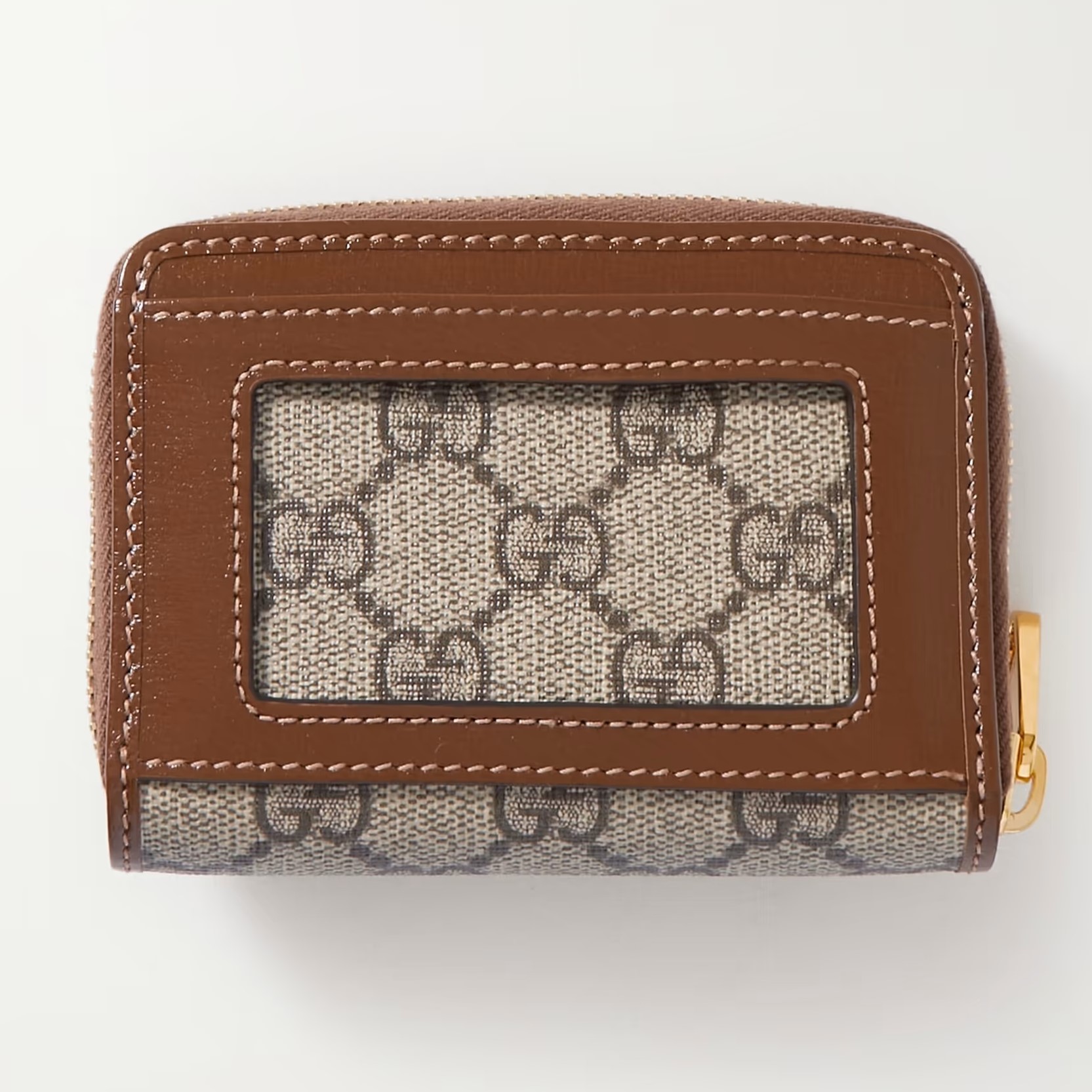 VÍ NGẮN NỮ CẦM TAY GUCCI HORSEBIT 1955 SMALL BROWN LEATHER TRIMMED PRINTED COATED CANVAS CARDHOLDER 5