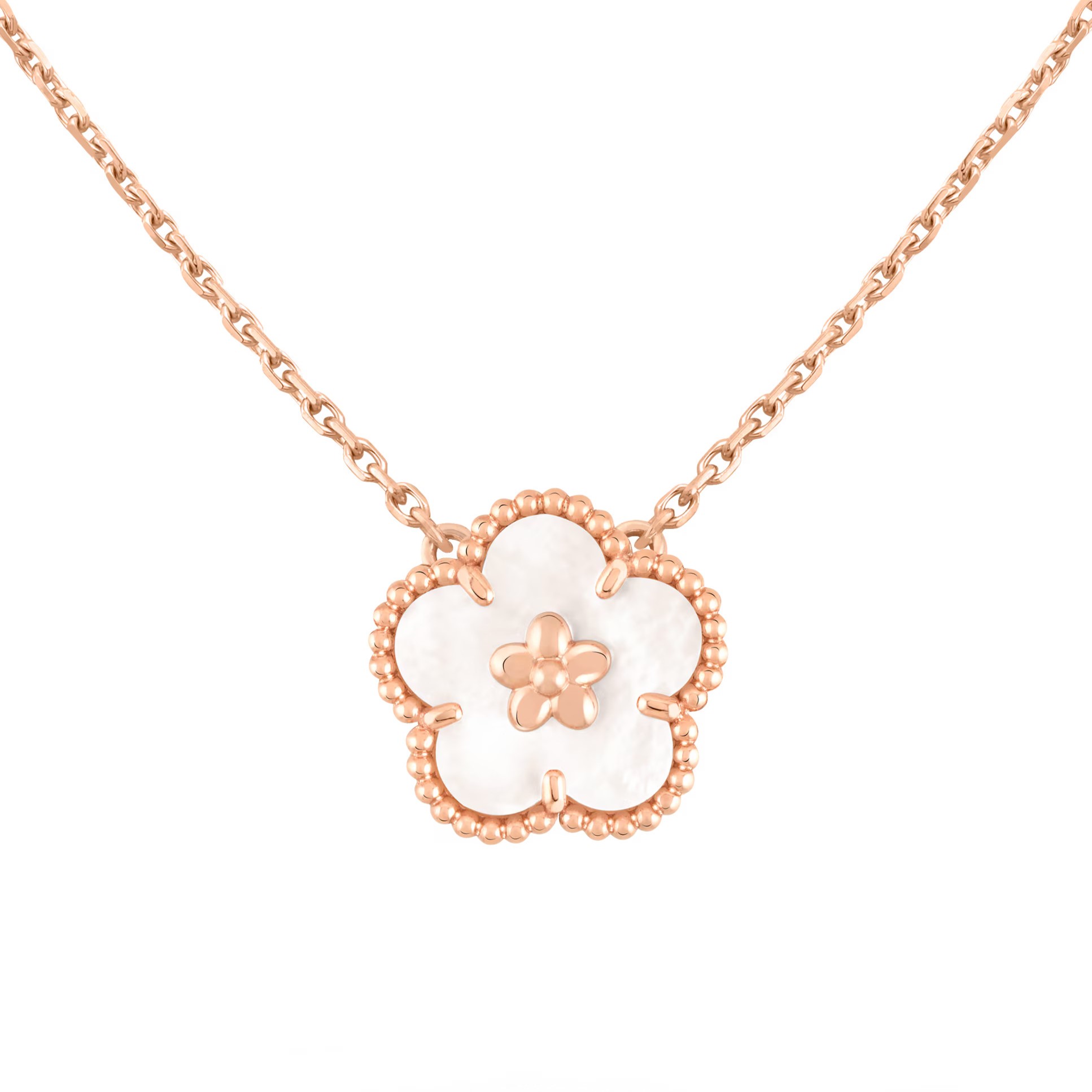 Dây Chuyền nữ Van Cleef & Arpels Lucky Spring Pendant Plum Blossom Rose Gold White Mother of Pearl VCARP9X100 2