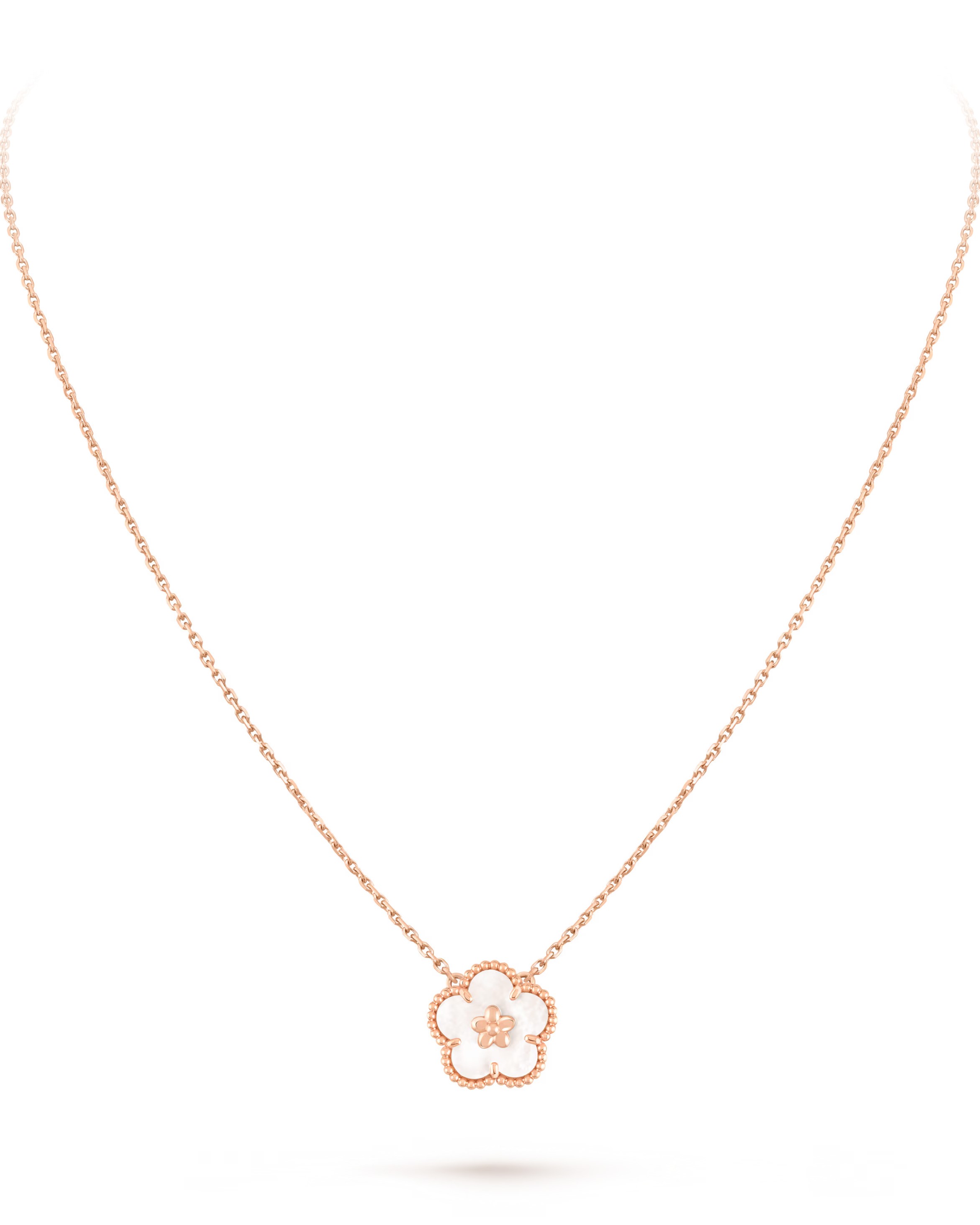 Dây Chuyền nữ Van Cleef & Arpels Lucky Spring Pendant Plum Blossom Rose Gold White Mother of Pearl VCARP9X100 3