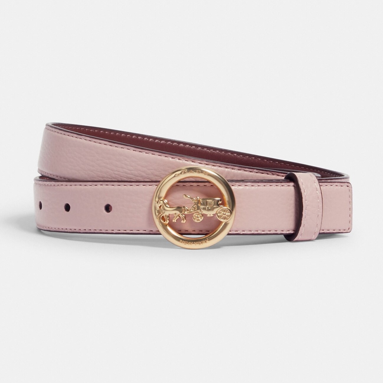DÂY NỊT NỮ COACH HORSE AND CARRIAGE BLOSSOM REFINED PEBBLE LEATHER AND REFINED CALF LEATHER BUCKLE BELT F78181 1