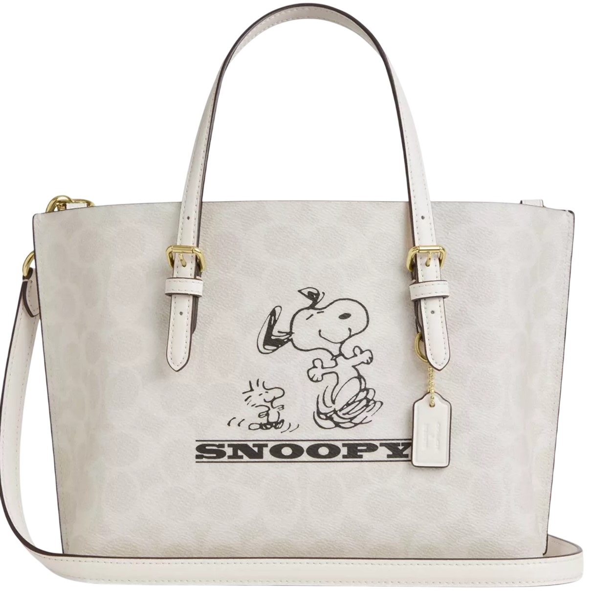 Túi đeo chéo Coach x Peanuts Molly Tote Bag 25 Snoopy Signature Canvas CBJ87 4