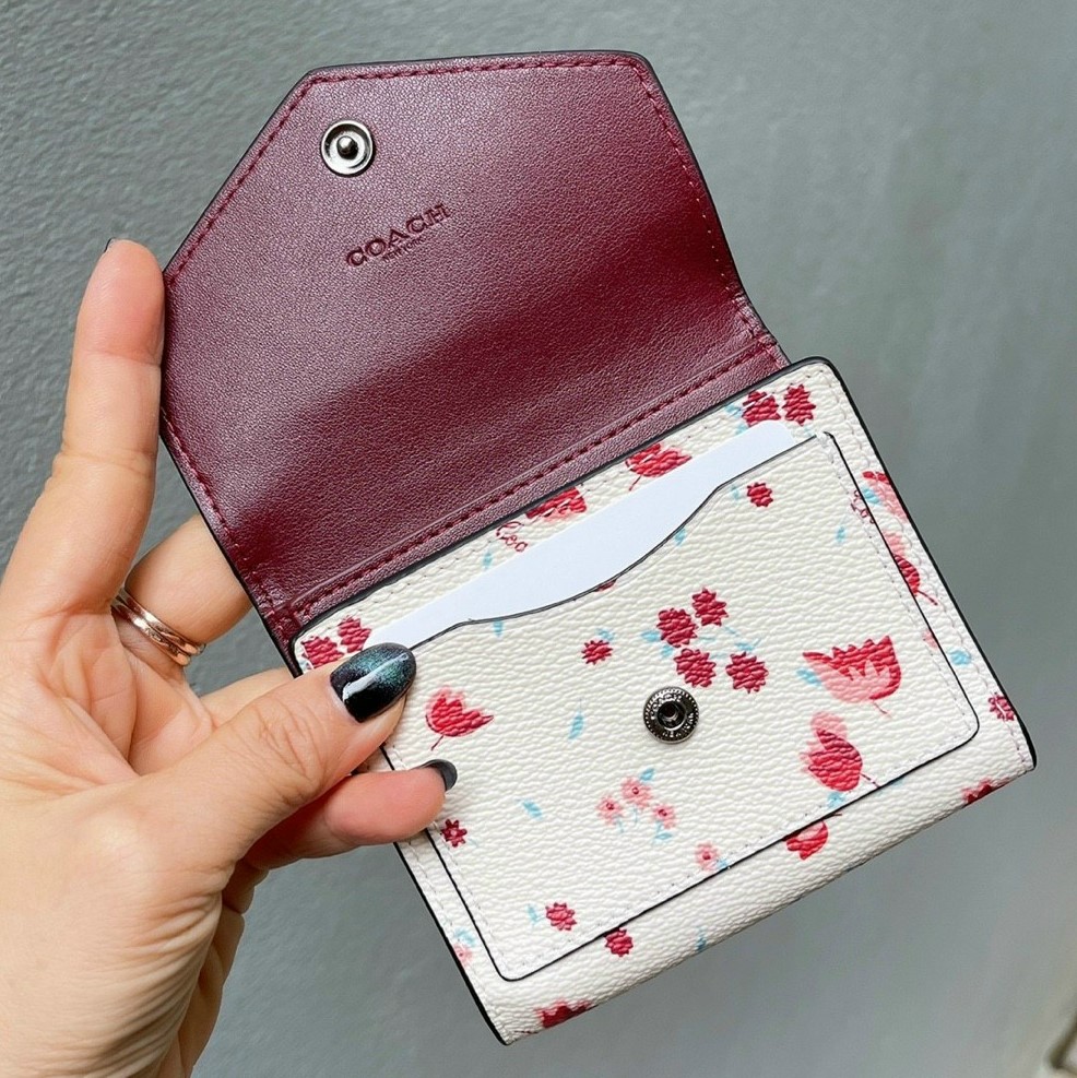 VÍ COACH MINI NỮ SMALL WALLET WITH TULIP MEADOW PRINT 1