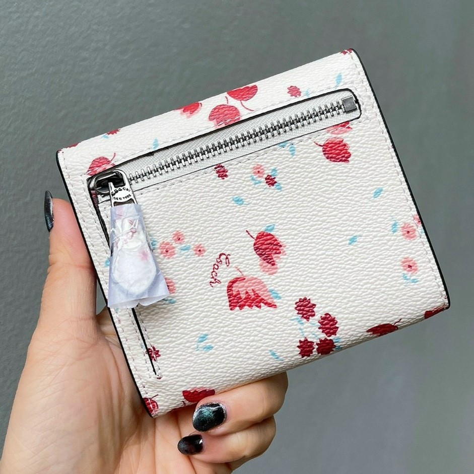 VÍ COACH MINI NỮ SMALL WALLET WITH TULIP MEADOW PRINT 3
