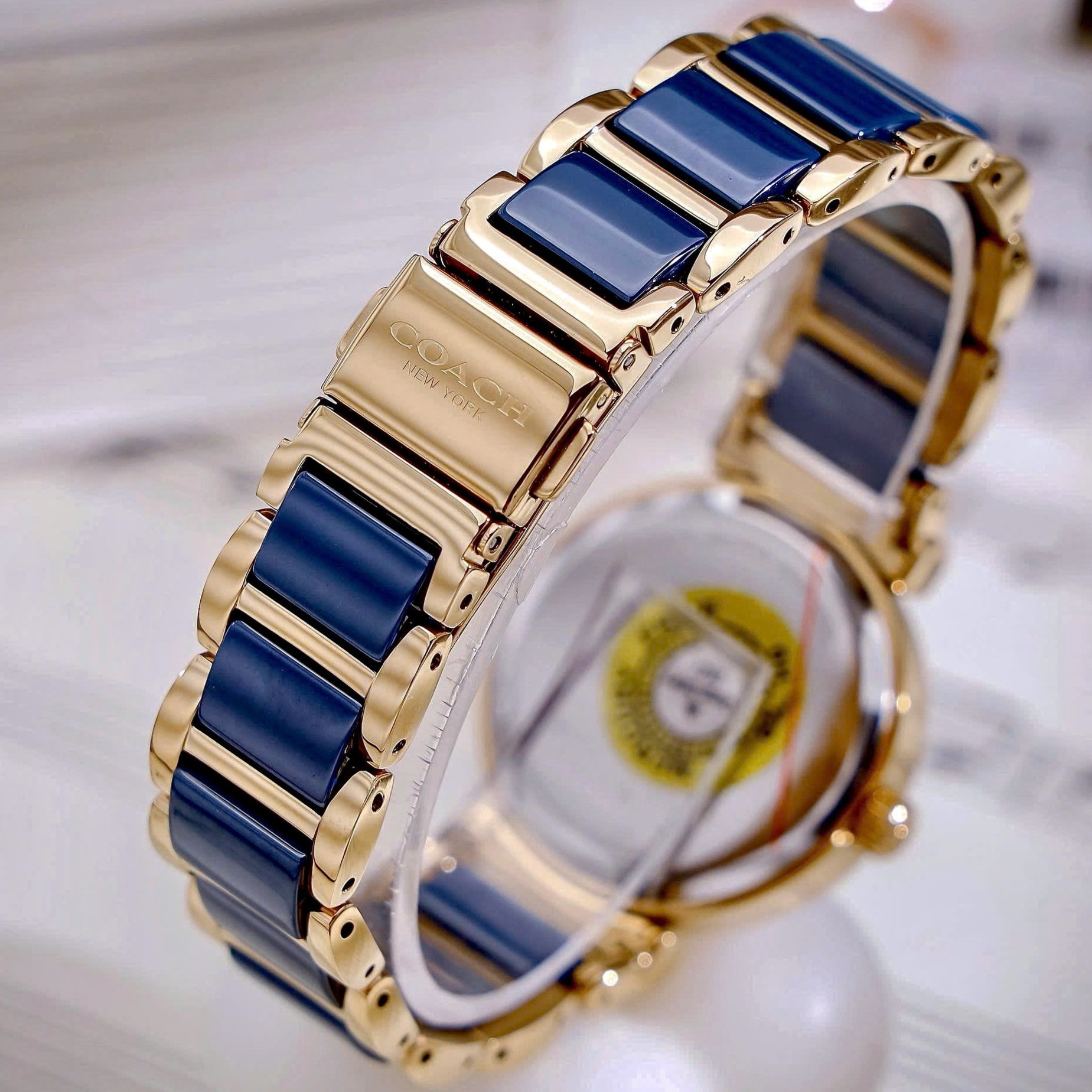 Đồng hồ đeo tay Coach Sport Ceramic Blue Dial Two Tone Steel Strap Watch 14502462 1