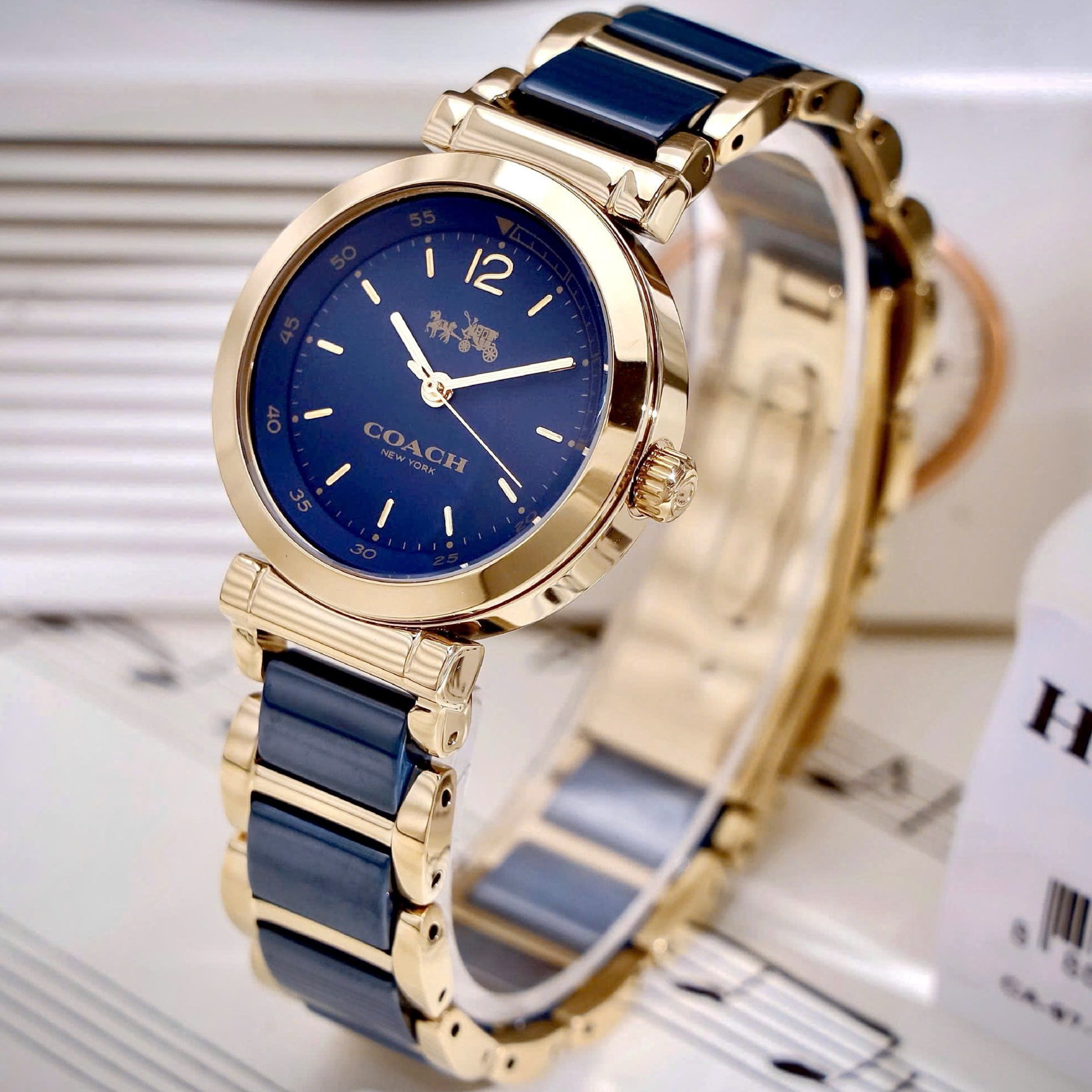 Đồng hồ đeo tay Coach Sport Ceramic Blue Dial Two Tone Steel Strap Watch 14502462 3