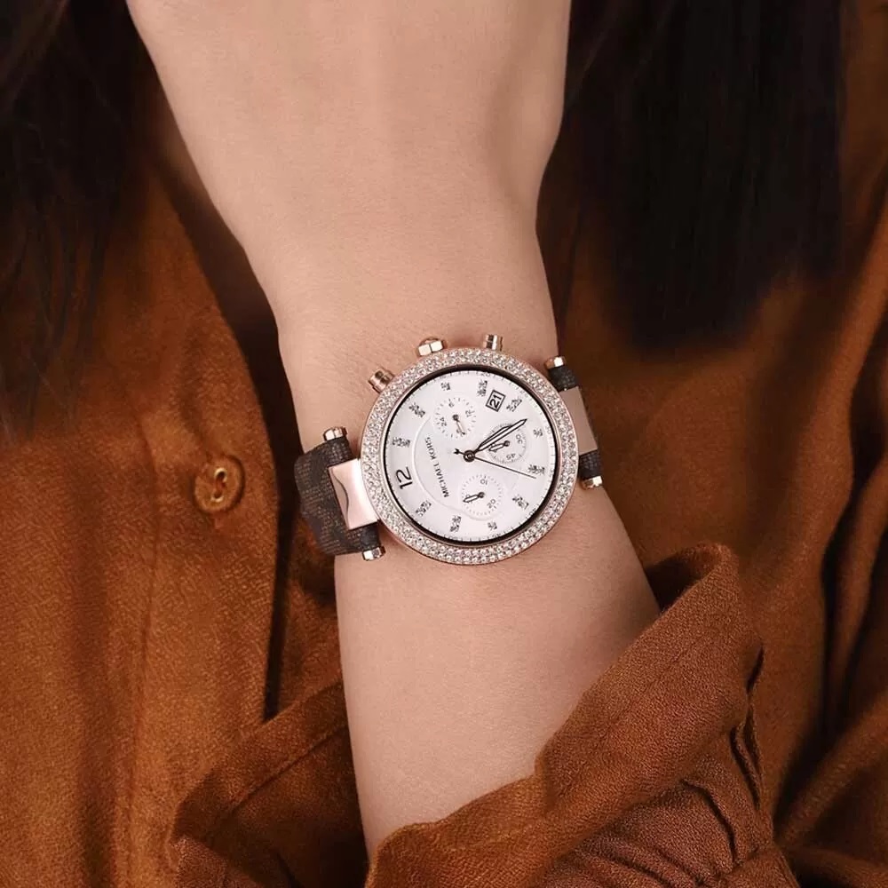 Đồng hồ nữ đeo tay Michael Kors Parker Chronograph Quartz Crystal White Dial Ladies Watch MK6917 4