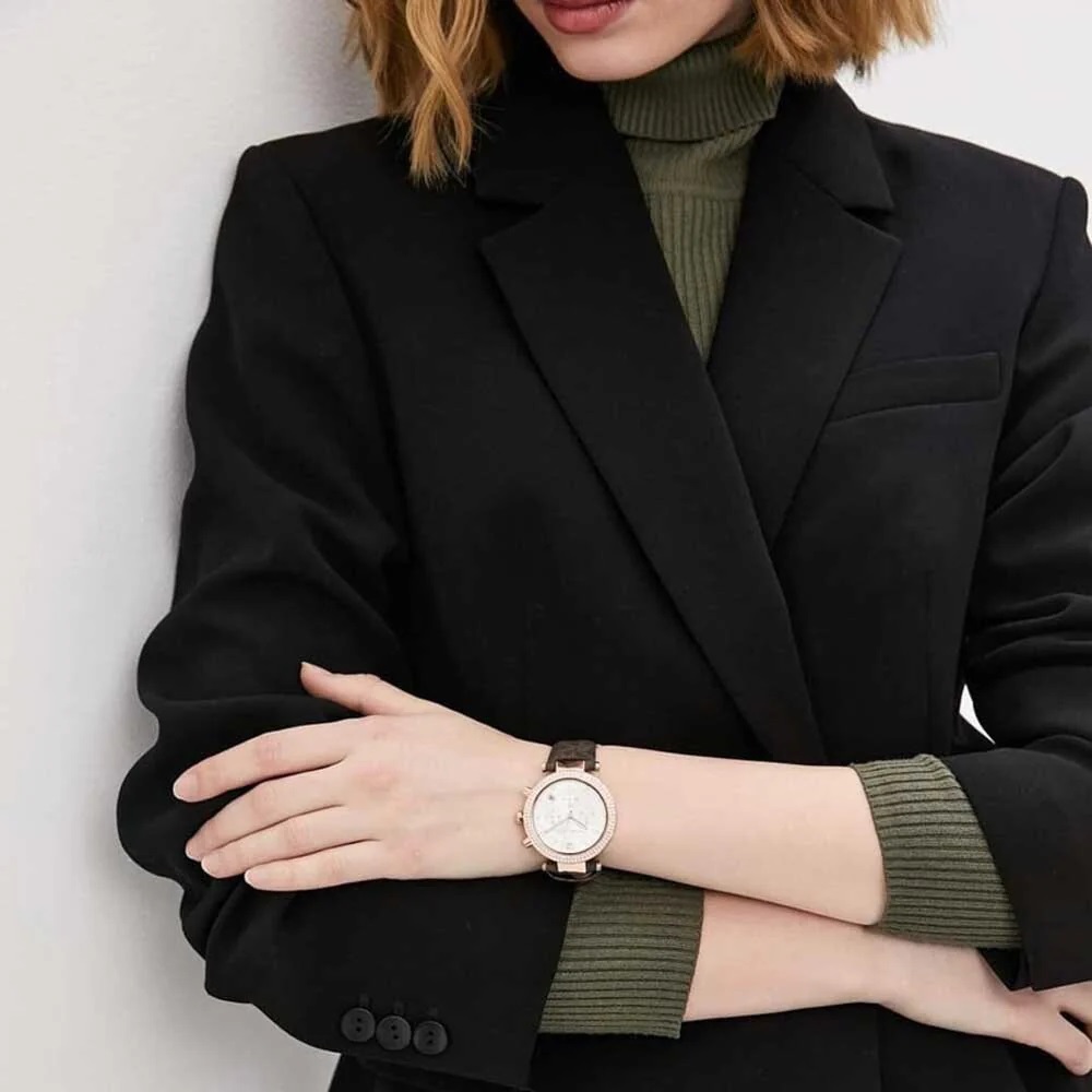 Đồng hồ nữ đeo tay Michael Kors Parker Chronograph Quartz Crystal White Dial Ladies Watch MK6917 5