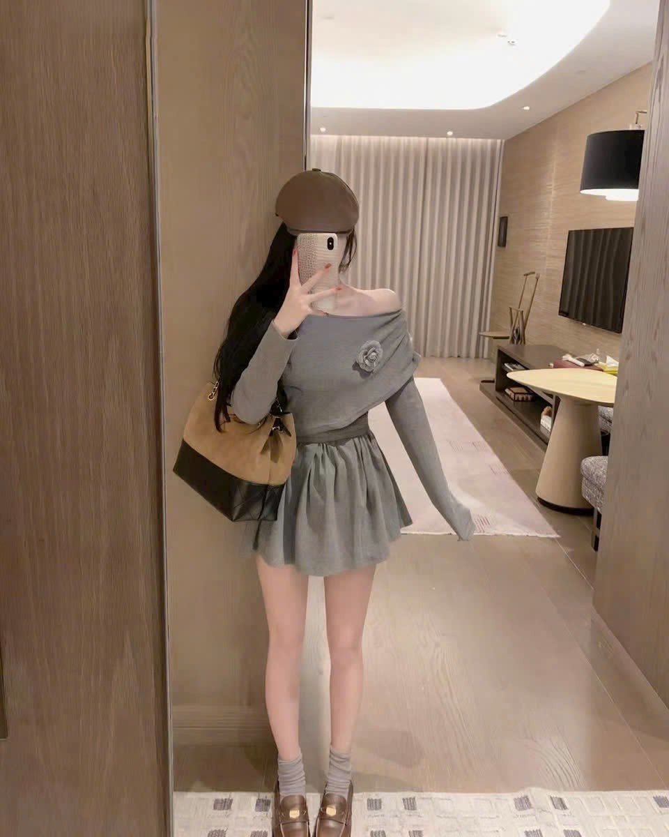 Áo váy thun xám nữ Chanel 4