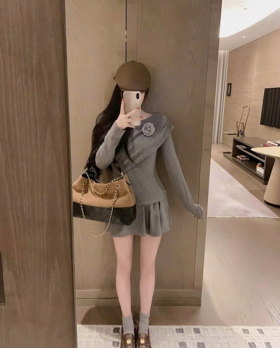 Áo váy thun xám nữ Chanel 6