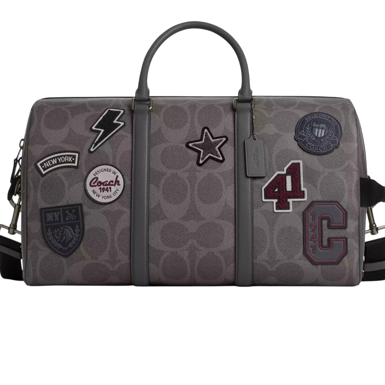 Túi du lịch Coach Venturer Bag In Maxi Signature Canvas With Patches Grey Multi CCG42 5