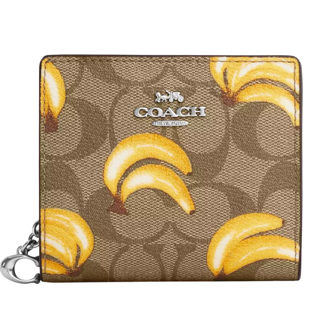 Ví ngắn nữ cầm tay Coach Snap Wallet Signature Canvas Banana Print CR942 5