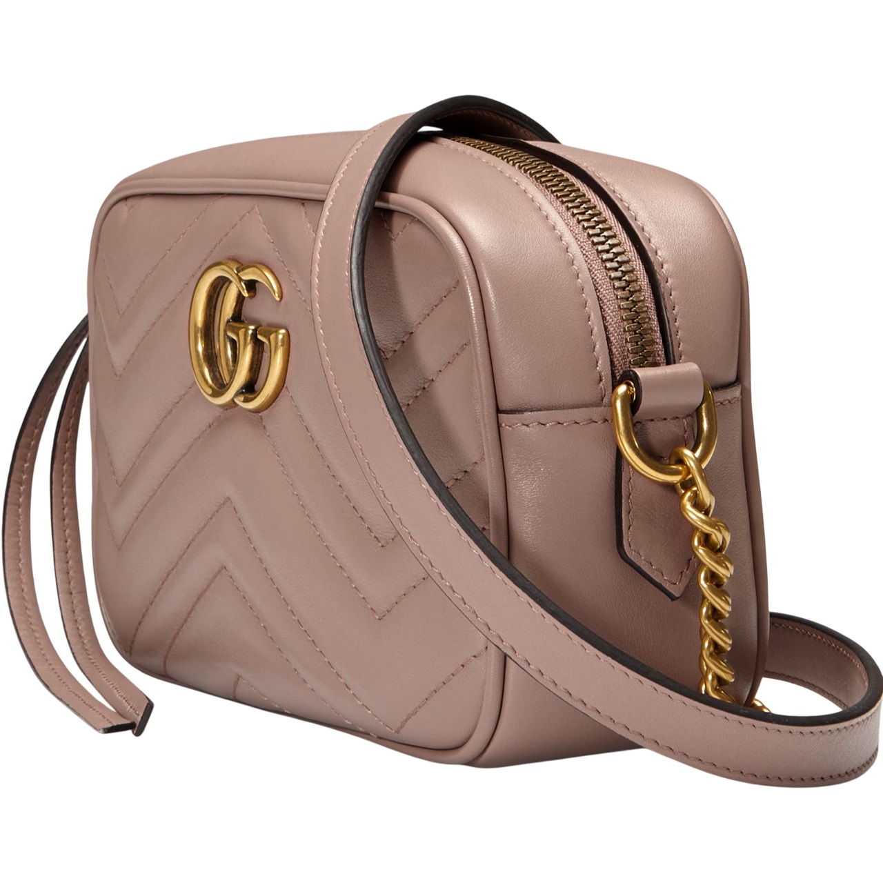 Túi đeo chéo Gucci GG Marmont Mini Shoulder Bag Dusty Pink Matelassé Chevron Leather With GG On The Back 1