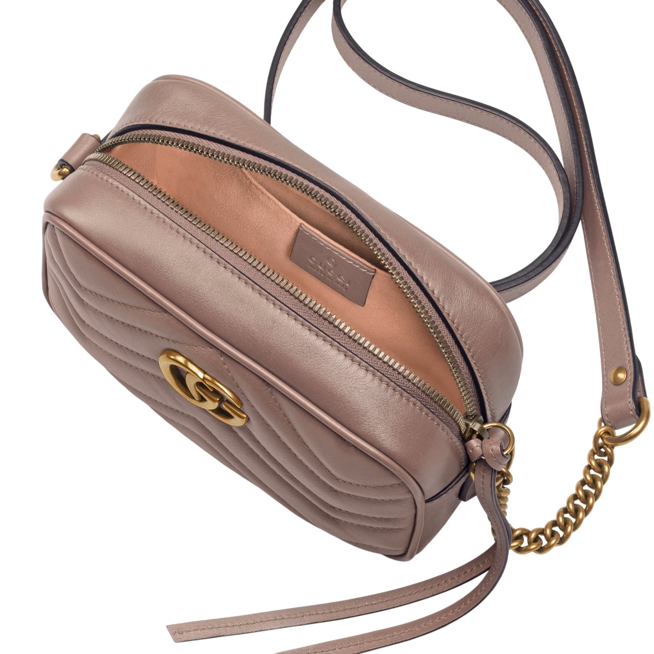 Túi đeo chéo Gucci GG Marmont Mini Shoulder Bag Dusty Pink Matelassé Chevron Leather With GG On The Back 2