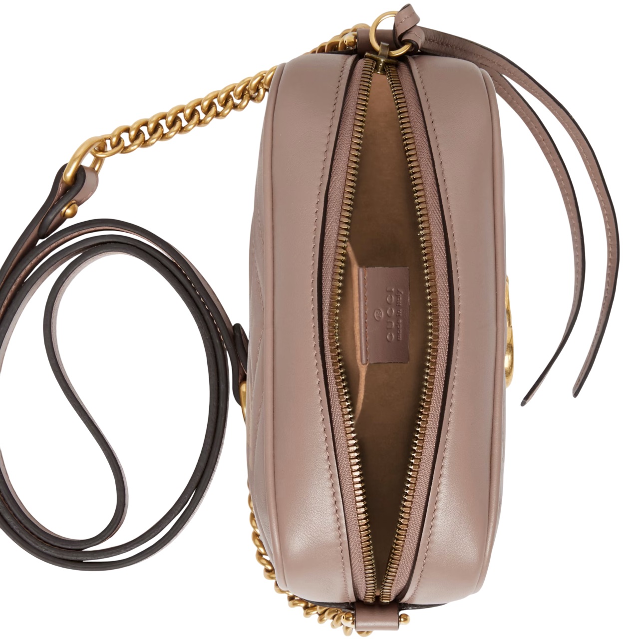 Túi đeo chéo Gucci GG Marmont Mini Shoulder Bag Dusty Pink Matelassé Chevron Leather With GG On The Back 6