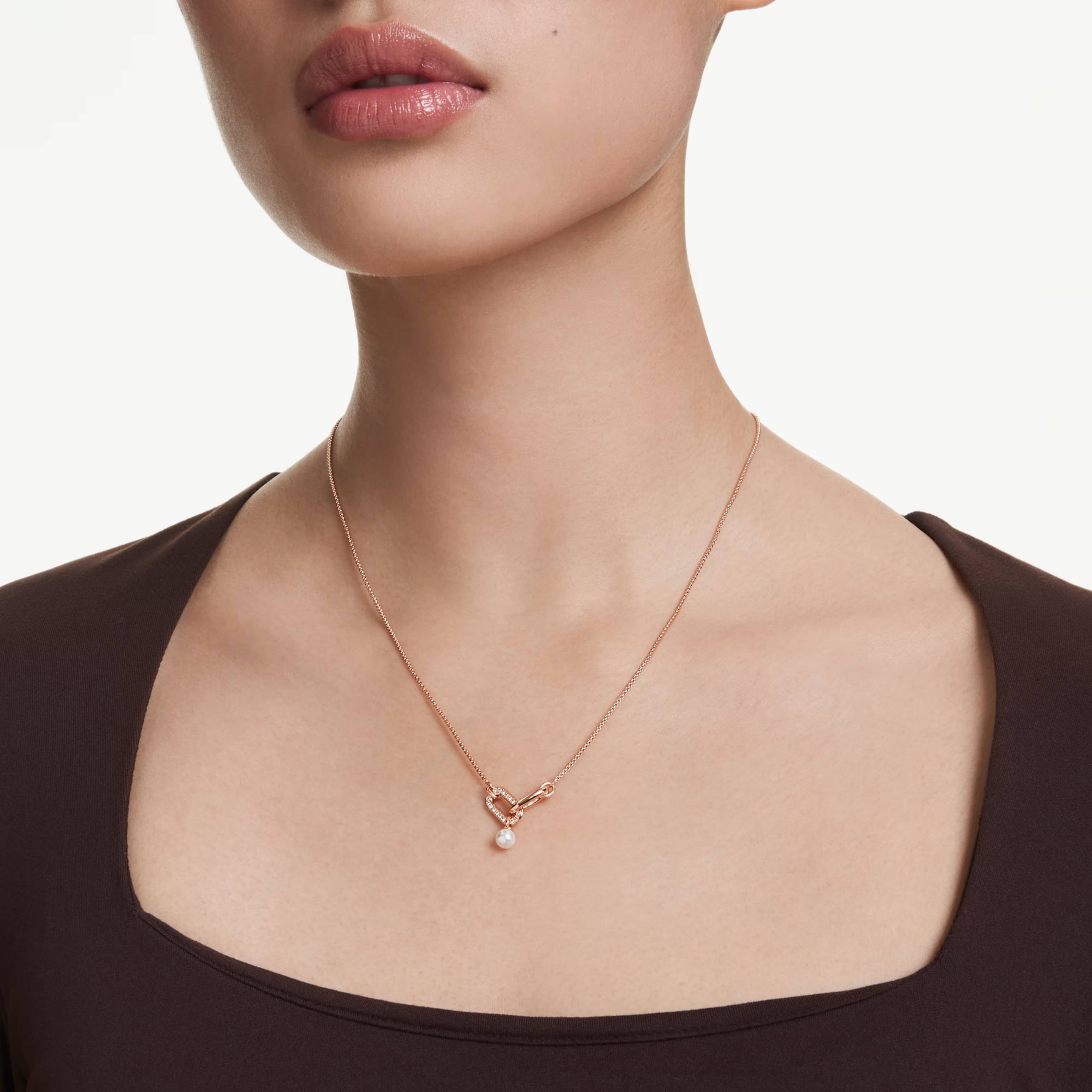 Dây chuyền nữ Swarovski Constella Pendant Crystal Pearl Round Cut White Rose Gold-tone Plated 5728589 2