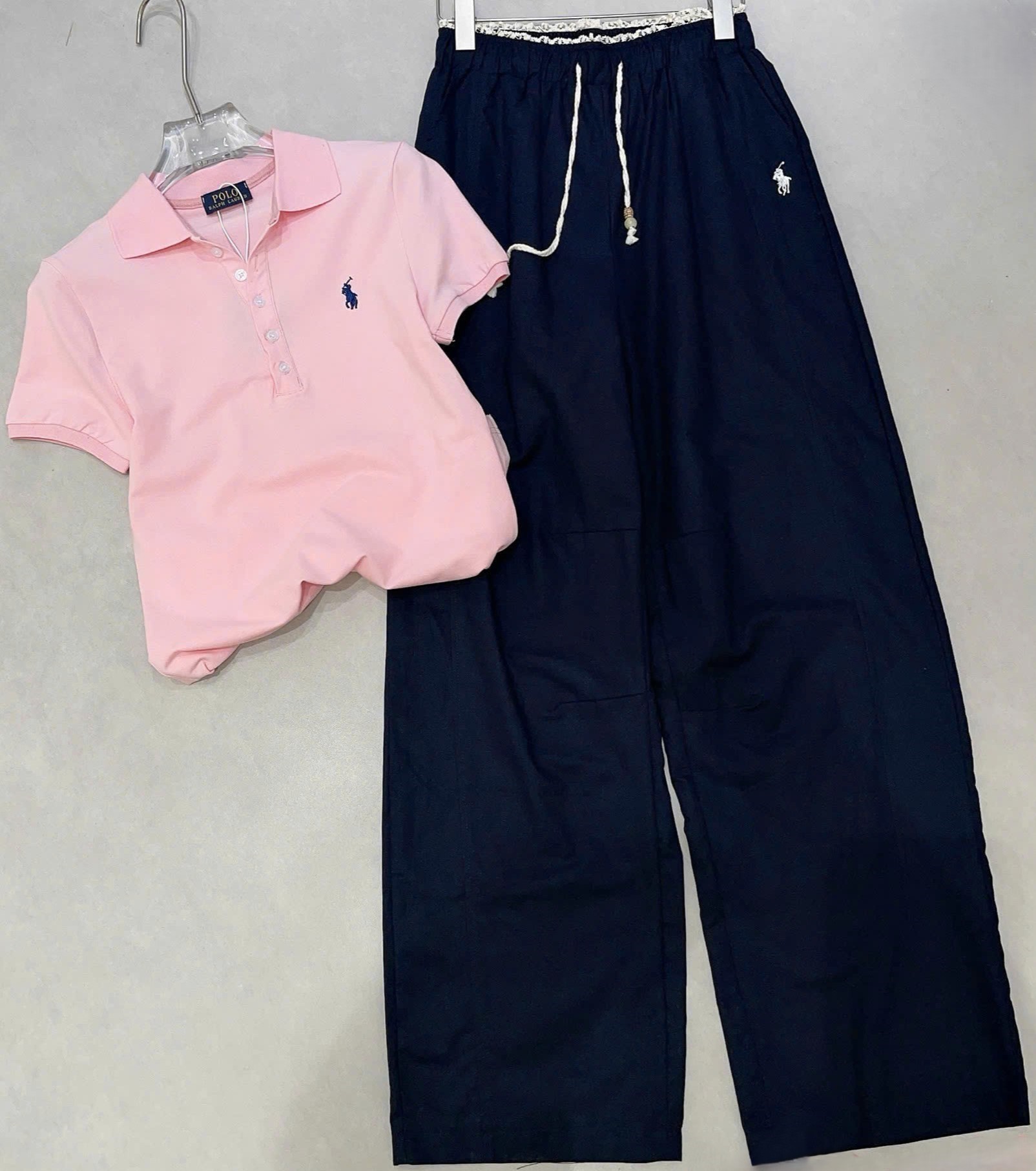 Combo áo hồng tay ngắn quần dài nữ Polo 5